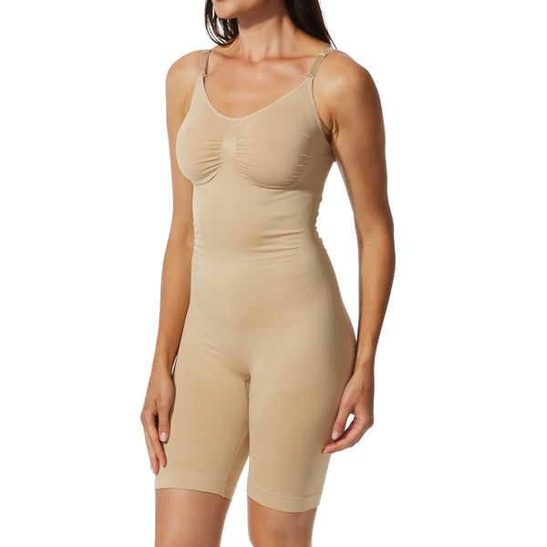 This one has it all! It smoothes your back, tummy, waistline, hips and thighs to give you a perfect silhouette.  Built-in bra has adjustable straps for  custom fit that lifts & separates your bust  Gusset flap by crotch for easy access