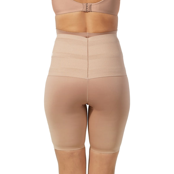 360° shaping power for a smooth, sculpted silhouette that enhances your natural curves.

Built-in control belt targets waist and tummy for all-around definition.

3-column, 10-row front hook &amp; eye closure for a customizable fit.

Extended-length design provides extra thigh coverage to prevent chafing, while invisible bonded edges lie flat for a smooth, no-show finish.