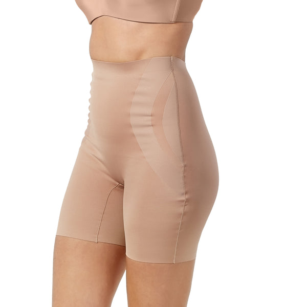 Helps to smooth the appearance of lumps, bumps, lifts and firms.

High waist design for a flattering sculpted silhouette.

The perfect anti-chafe short.

Free cut leg openings won't show through clothes.

Buttery soft, stretch microfiber fabric with cotton gusset.